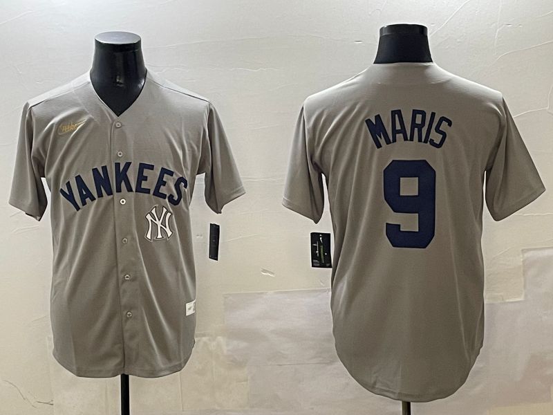 Men New York Yankees #9 Maris Grey Throwback Game 2025 Nike MLB Jersey style 1->new york yankees->MLB Jersey